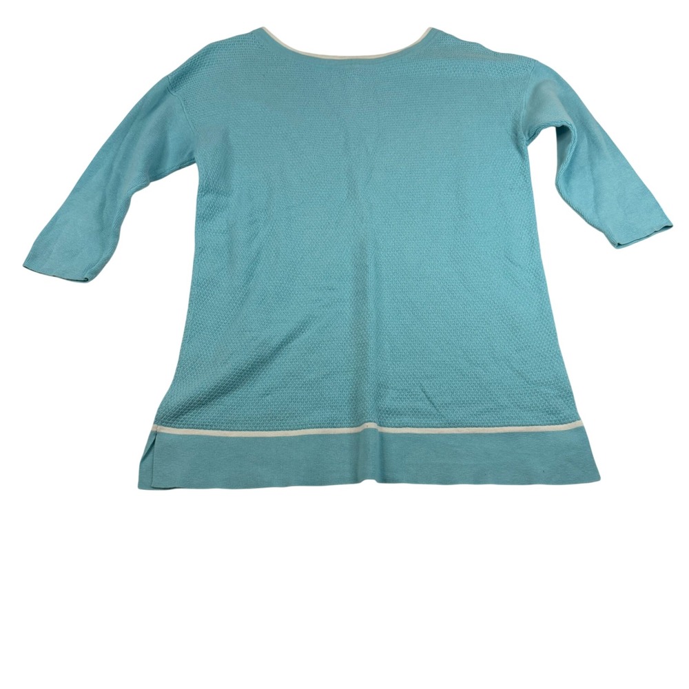 Talbots‎ Turquoise Blue Textured Knit Boat Neck 3/4 Sleeve Sweater Womens Medium